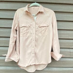 Free People Peach Button Down Shirt
